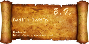 Baán Irén névjegykártya