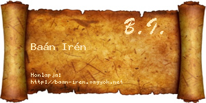 Baán Irén névjegykártya